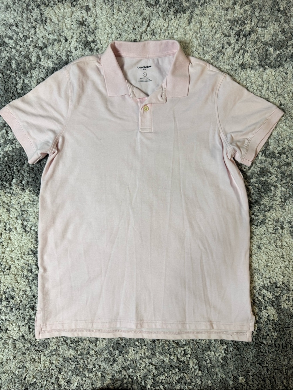 Goodfellow & Co, Men’s Light Pink Polo Shirt Standard Fit, Large